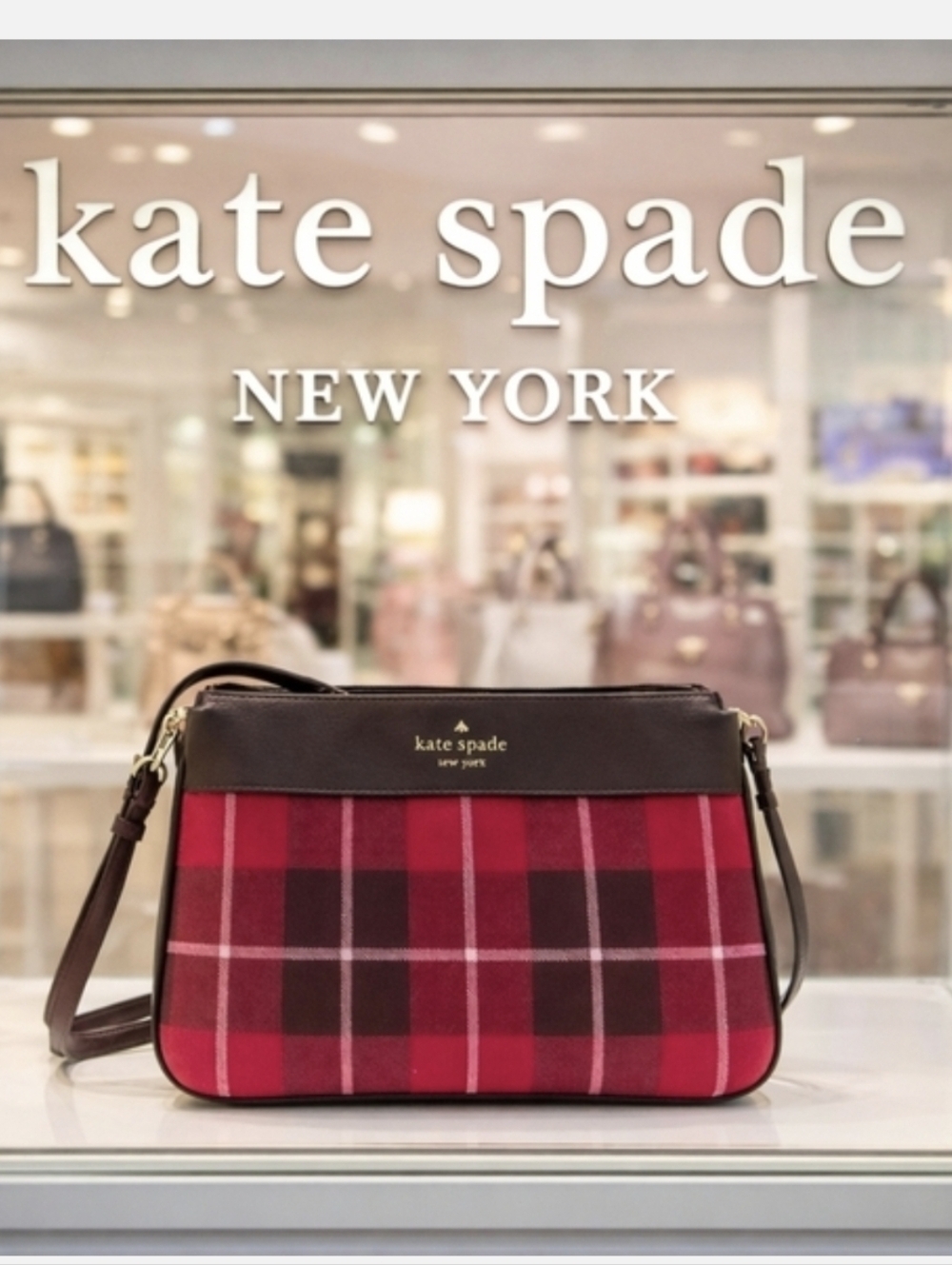 NEW Kate Spade Leila Plaid Triple Gusset Crossbody Bag - Picture 1 of 11